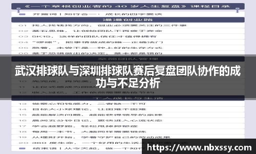 武汉排球队与深圳排球队赛后复盘团队协作的成功与不足分析